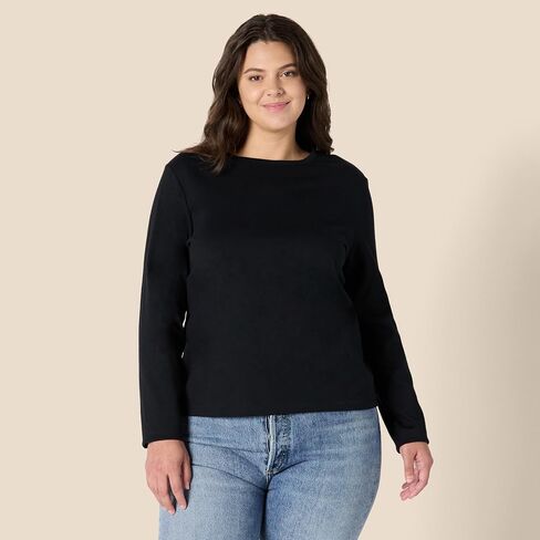 Amazon Essentials Womens 100% Cotton Regular-Fit Long-Sleeve Crewneck T-Shirt in Saudi Arabia