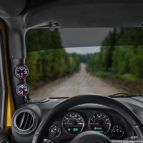 GlowShift Black Dual Plugy Gauge Pod متوافق مع Jeep Wrangler JK 2011-2018-ABS Plastic-Mounts (2) 2-1/16 " in Saudi Arabia