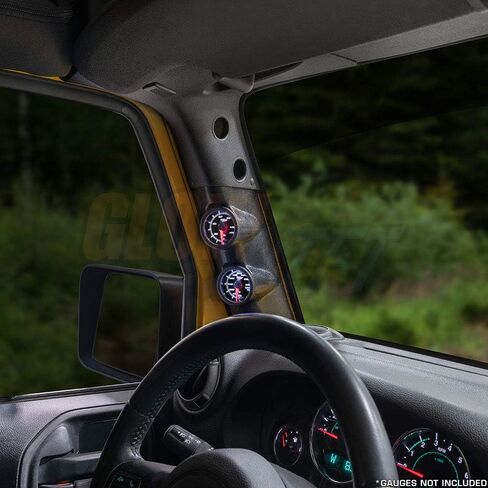 GlowShift Black Dual Plugy Gauge Pod متوافق مع Jeep Wrangler JK 2011-2018-ABS Plastic-Mounts (2) 2-1/16 " in Saudi Arabia