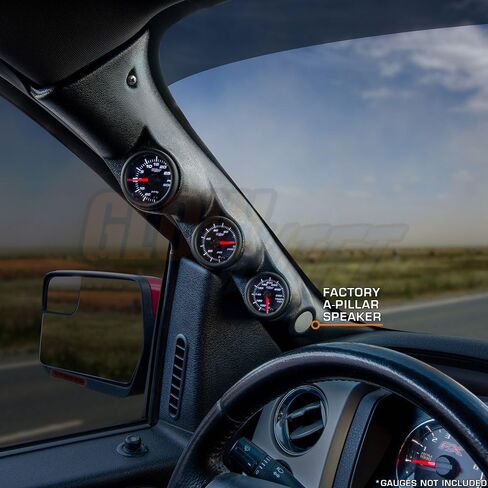 Glowshift Black Triple Gauge Gauge Pod متوافق مع Ford F 150 2009-2014 - قطع مكبر الصوت A Factory A - استبدال كامل - ABS Plastic - Mounts (3) 2-1/16 "(52 مم) مقاييس in Saudi Arabia