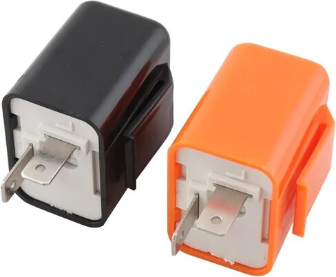 Universal 2-Pin LED Flasher Relay, Orange and Black, 12V Adjustable Frequency Turn Signal Indicator for Motorcycle, Plug-and-Play Installation (Orange) in Saudi Arabia