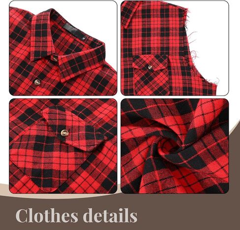 SATINIOR 80s Costume for Men Blonde Mullet Wig Men Flannel Plaid Sleeveless Plus Size Vest Metal Frame Blonde Sunglasses Hat(Red,Large Shirt) in Saudi Arabia