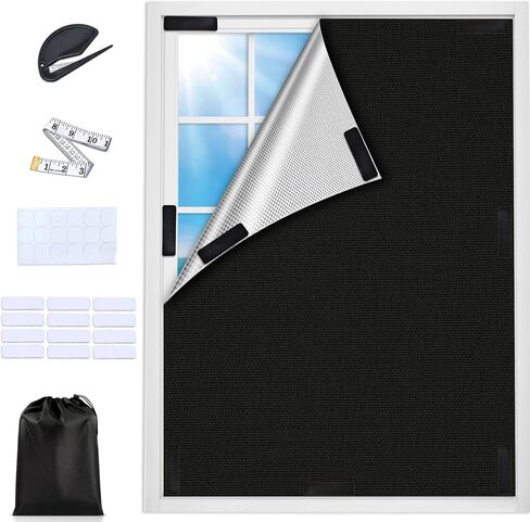 غطاء نافذة التعتيم بنسبة 100 ٪ ، ستائر تعتيم محمولة لغرفة نوم لا توجد ستائر نافذة الحفر ، ورقة النسيج السوداء للظلال للريفي ، السفر ، غرفة الوسائط ، 39 'x 57' ' in Kuwait