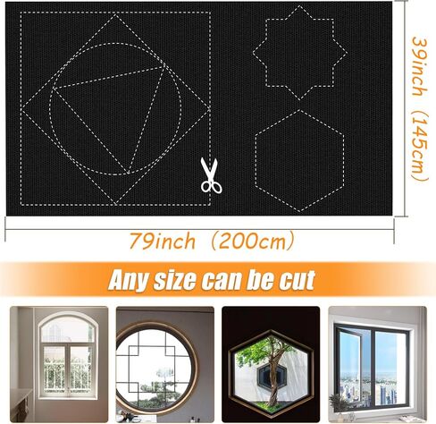 غطاء نافذة التعتيم بنسبة 100 ٪ ، ستائر تعتيم محمولة لغرفة نوم لا توجد ستائر نافذة الحفر ، ورقة النسيج السوداء للظلال للريفي ، السفر ، غرفة الوسائط ، 39 'x 57' ' in Kuwait