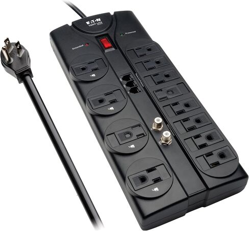 Eaton Tripp Lite TLP1208SAT Flat Plug Surge Protector 12 Outlets Home TV in Saudi Arabia