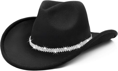 Cowboy Hat,Cowgirl Hat,Cowboy Hats for Women Men Western Cowgirl Hats White/Black in Kuwait