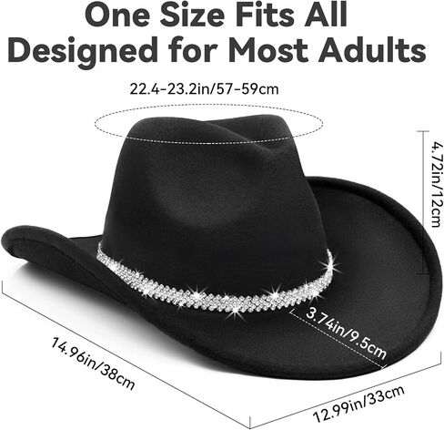 Cowboy Hat,Cowgirl Hat,Cowboy Hats for Women Men Western Cowgirl Hats White/Black in Kuwait