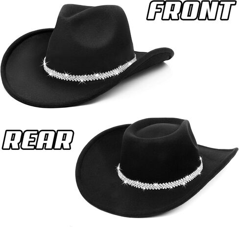Cowboy Hat,Cowgirl Hat,Cowboy Hats for Women Men Western Cowgirl Hats White/Black in Kuwait