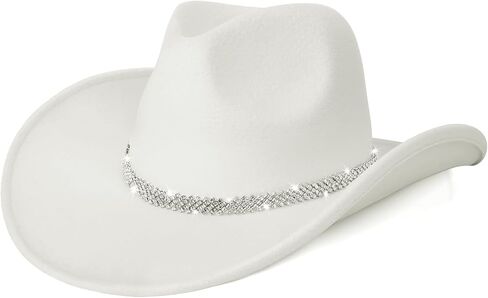 Cowboy Hat,Cowgirl Hat,Cowboy Hats for Women Men Western Cowgirl Hats White/Black in Kuwait