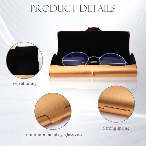 Hifot Aluminium Glasses Case, Slim Reading Glasses Case, Portable Travel Metal Eyeglass Spectacles Protection Hard Shell Case in Kuwait