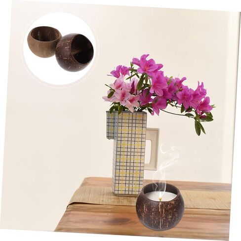 Alipis 2Pcs Coconut Shell Candle Holders Natural Soy Wax Creative Decorative Candle Bowls for Home Decor for Dining and Relaxation in Saudi Arabia