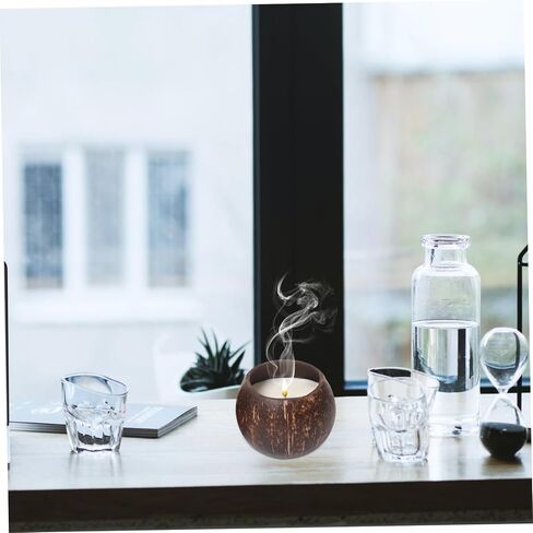 Alipis 2Pcs Coconut Shell Candle Holders Natural Soy Wax Creative Decorative Candle Bowls for Home Decor for Dining and Relaxation in Saudi Arabia