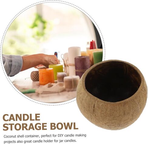 CIIEEEO COCONUT Shell حامل شمعة مجموعة DIY الصويا الشمع شمعة وعاء جوز الهند الطبيعي كأس المنزل الديكور المنزل in Saudi Arabia