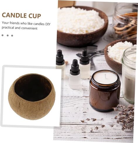 CIIEEEO COCONUT Shell حامل شمعة مجموعة DIY الصويا الشمع شمعة وعاء جوز الهند الطبيعي كأس المنزل الديكور المنزل in Saudi Arabia