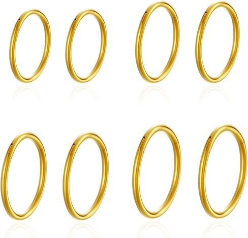 8pcs 18G Nose Rings Hoops Titanium Nose Studs Septum Clicker Ring Lip Rings Tragus Helix Cartilage Daith Rook Sleeper Earrings Gold Body Piercing Jewerly for Women Men in Saudi Arabia