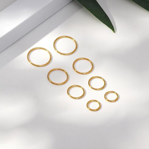8pcs 18G Nose Rings Hoops Titanium Nose Studs Septum Clicker Ring Lip Rings Tragus Helix Cartilage Daith Rook Sleeper Earrings Gold Body Piercing Jewerly for Women Men in Saudi Arabia