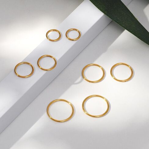 8pcs 18G Nose Rings Hoops Titanium Nose Studs Septum Clicker Ring Lip Rings Tragus Helix Cartilage Daith Rook Sleeper Earrings Gold Body Piercing Jewerly for Women Men in Saudi Arabia
