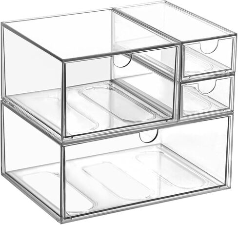 Cosmetic Desk Stackable Storage, Clear Plastic Drawer Storage With 10 Drawers, 4 Different Sizes, Suitable For Desktop, Cosmetics, Pens, Stationery, Jewelry, Crafts Storage And Organization in Saudi Arabia