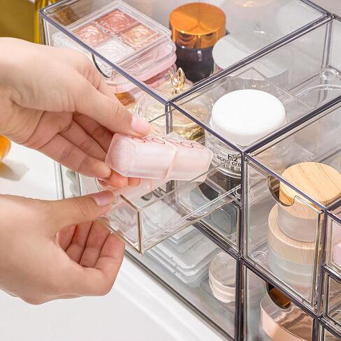 Cosmetic Desk Stackable Storage, Clear Plastic Drawer Storage With 10 Drawers, 4 Different Sizes, Suitable For Desktop, Cosmetics, Pens, Stationery, Jewelry, Crafts Storage And Organization in Saudi Arabia