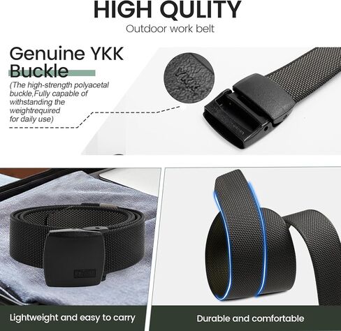 Reversible Nylon Web Belt with YKK Buckle, Metal-Free Airport Security, 49-59 Inch Adjustable Length in Kuwait