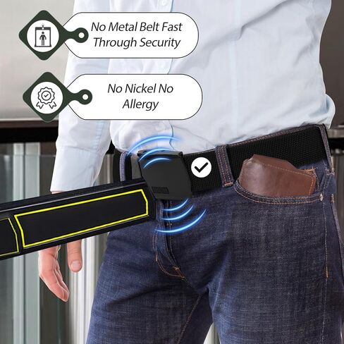 Reversible Nylon Web Belt with YKK Buckle, Metal-Free Airport Security, 49-59 Inch Adjustable Length in Kuwait