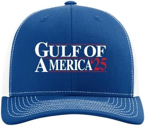 Trenz Shirt Company Mens Political Trump Gulf of America 2025 Mesh Back Trucker Hat in Saudi Arabia