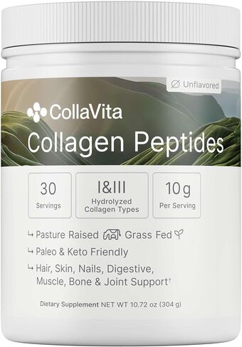 Collagen Peptides Powder Grass-Fed Pasture-Raised Hydrolyzed Collagen Powder, Type I & III Hair, Nails, Skin and Joints, Non-GMO, Paleo & Keto, Unflavored, 16 Fl oz. 45 Servings in Saudi Arabia