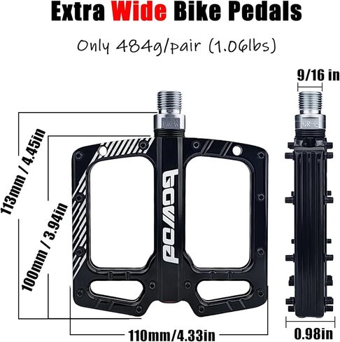 Bike Pedals Mountain Bike Adult Non-Slip CNC Aluminum Big Platform Pedal w 28 Pins 9/16" Cr-Mo Spindle 3 Sealed Ball Bearings for MTB BMX Clipless Flat Pedals Road Bike Pedals Replacement in Saudi Arabia
