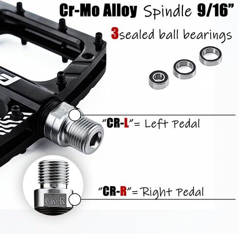 Bike Pedals Mountain Bike Adult Non-Slip CNC Aluminum Big Platform Pedal w 28 Pins 9/16" Cr-Mo Spindle 3 Sealed Ball Bearings for MTB BMX Clipless Flat Pedals Road Bike Pedals Replacement in Saudi Arabia