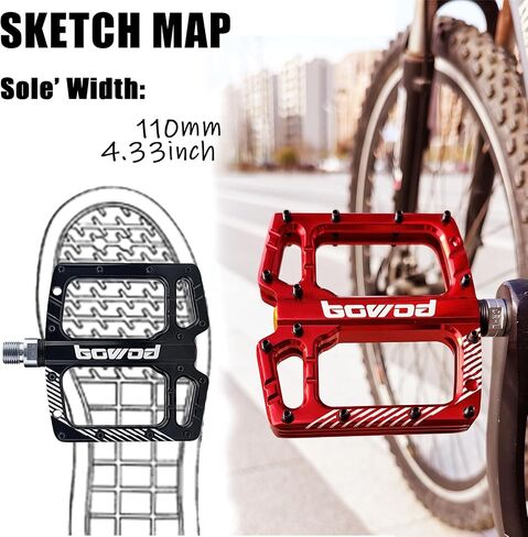 Bike Pedals Mountain Bike Adult Non-Slip CNC Aluminum Big Platform Pedal w 28 Pins 9/16" Cr-Mo Spindle 3 Sealed Ball Bearings for MTB BMX Clipless Flat Pedals Road Bike Pedals Replacement in Saudi Arabia