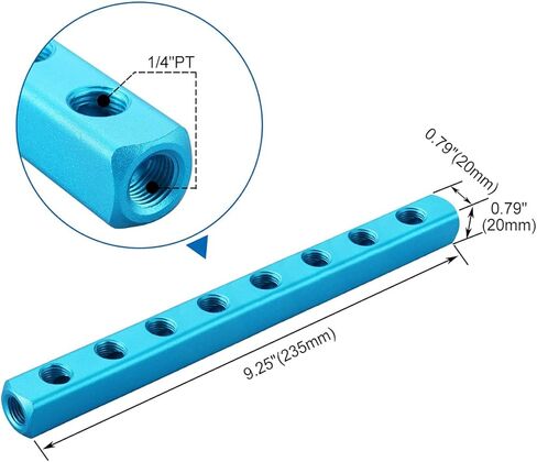Baomain Manifold Block Pneumatic 6 Way 9 Port 1/4" PT Threaded Ports Quick Connect Air Hose Inline in Kuwait