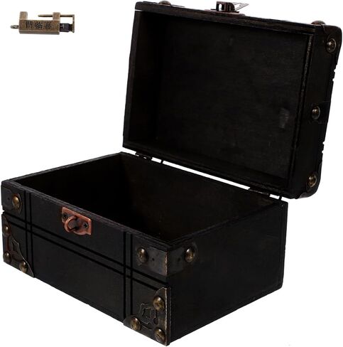 Vintage Decor Storage Box Wooden Jewelry Organizer Multipurpose Treasure Chest for Home (Multi) in Saudi Arabia