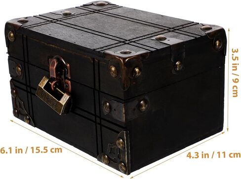 Vintage Decor Storage Box Wooden Jewelry Organizer Multipurpose Treasure Chest for Home (Multi) in Saudi Arabia