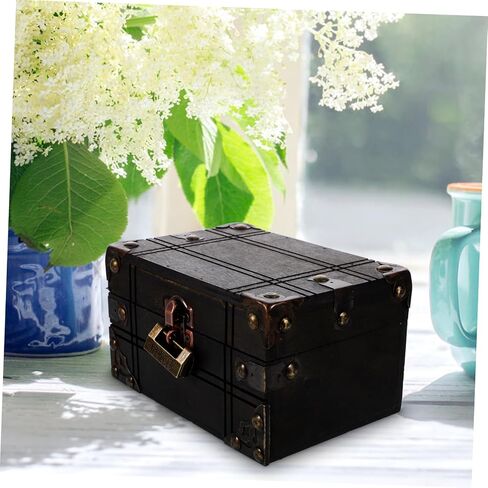 Vintage Decor Storage Box Wooden Jewelry Organizer Multipurpose Treasure Chest for Home (Multi) in Saudi Arabia