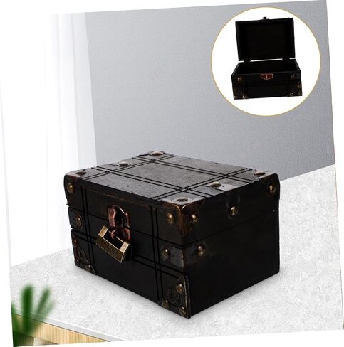 Vintage Decor Storage Box Wooden Jewelry Organizer Multipurpose Treasure Chest for Home (Multi) in Saudi Arabia