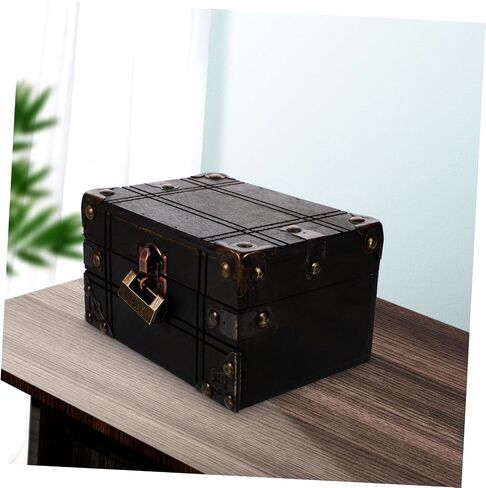 Vintage Decor Storage Box Wooden Jewelry Organizer Multipurpose Treasure Chest for Home (Multi) in Saudi Arabia