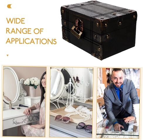 Vintage Decor Storage Box Wooden Jewelry Organizer Multipurpose Treasure Chest for Home (Multi) in Saudi Arabia