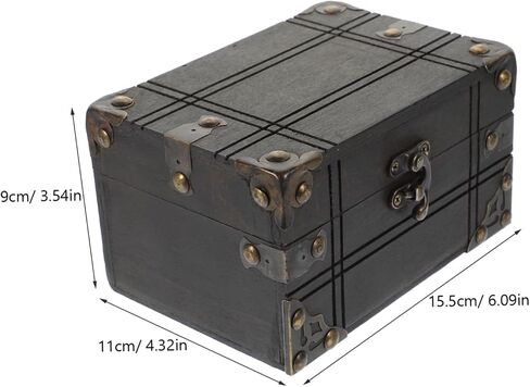 Vintage Decor Storage Box Wooden Jewelry Organizer Multipurpose Treasure Chest for Home (Grey) in Saudi Arabia