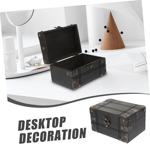Vintage Decor Storage Box Wooden Jewelry Organizer Multipurpose Treasure Chest for Home (Grey) in Saudi Arabia