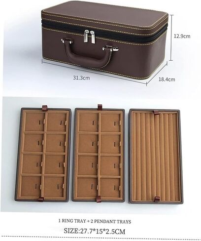 Leather Jewelry Box Organizer Multifunctional Portable Storage Box for Rings Necklaces Watches – Large Capacity Black Color in Saudi Arabia
