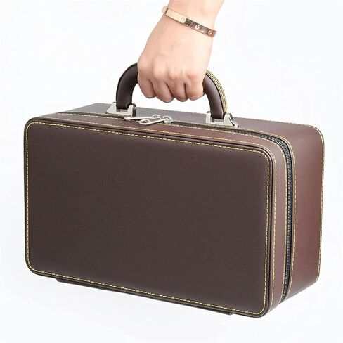 Leather Jewelry Box Organizer Multifunctional Portable Storage Box for Rings Necklaces Watches – Large Capacity Black Color in Saudi Arabia