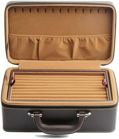 Leather Jewelry Box Organizer Multifunctional Portable Storage Box for Rings Necklaces Watches – Large Capacity Black Color in Saudi Arabia