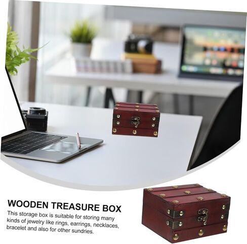 Retro Jewelry Box Treasure Chest Storage for Rings Earrings Necklaces (Red) in Saudi Arabia