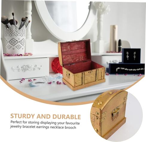 Retro Style Wooden Pirate Treasure Chest Decorative Jewelry Organizer Box Small for Bracelets Earrings Necklaces Keepsake Storage and Display in Saudi Arabia
