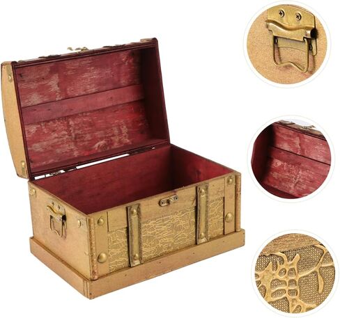 Retro Style Wooden Pirate Treasure Chest Decorative Jewelry Organizer Box Small for Bracelets Earrings Necklaces Keepsake Storage and Display in Saudi Arabia