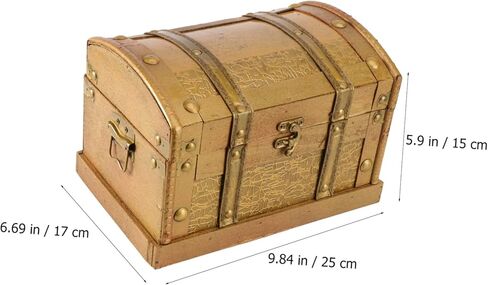 Retro Style Wooden Pirate Treasure Chest Decorative Jewelry Organizer Box Small for Bracelets Earrings Necklaces Keepsake Storage and Display in Saudi Arabia