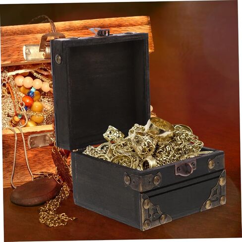 Vintage Wooden Jewelry Chest Storage Box Hinged Lid Decorative Keepsake Organizer for Rings Necklaces and Bracelets Rustic Treasure Box for Women and Girls in Saudi Arabia