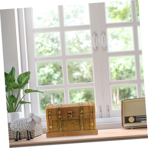 Ciieeo Rustic Antique Wooden Pirate Treasure Chest Jewelry Storage Box Small Vintage Keepsake Organizer for Bracelets Earrings Necklaces Display and Travel in Saudi Arabia