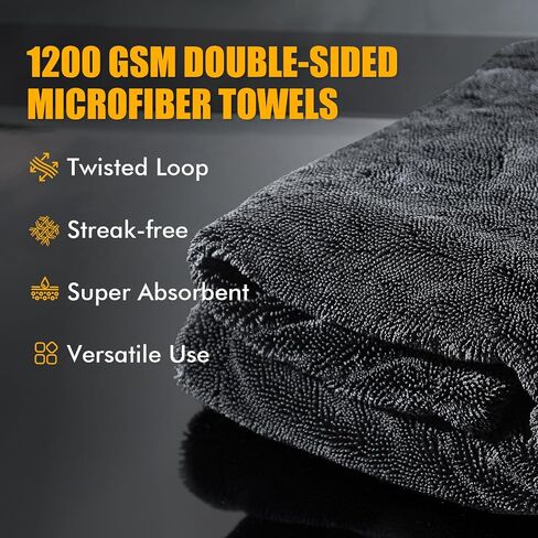 3-Pack 1200 GSM Car Drying Towels – Microfiber Towels for Cars 35"x 24" & 16"x 16", Extra Large Super Absorbent Microfiber Drying Towel Detailing Supplies for Car and Trucks, No Streaks & Scratches in Saudi Arabia