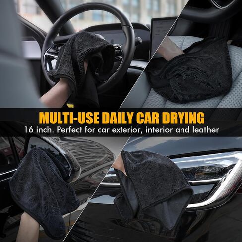 3-Pack 1200 GSM Car Drying Towels – Microfiber Towels for Cars 35"x 24" & 16"x 16", Extra Large Super Absorbent Microfiber Drying Towel Detailing Supplies for Car and Trucks, No Streaks & Scratches in Saudi Arabia